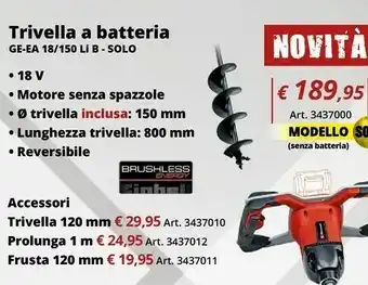Einhell Trivella a batteria offerta