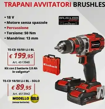 Einhell trapani avvitatori brushless 18 v
