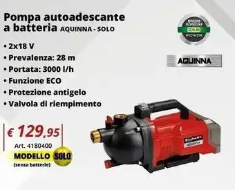 Einhell Pompa autoadescante a batteria aquinna offerta