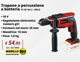 Einhell tc-cd 18/35 li - solo 550 giri/min 970 g nero, rosso