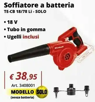 Einhell Einhell te-cb 18/180 li-solo soffiatore di foglie cordless 180 km/h nero, rosso 18 v offerta