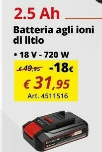 Einhell Einhell batteria agli ioni di litio offerta