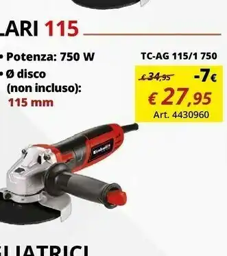 Einhell Einhell te-ag 115/750 dp; ex; arg smerigliatrice angolare 11,5 cm 12000 giri/min 2,1 kg offerta