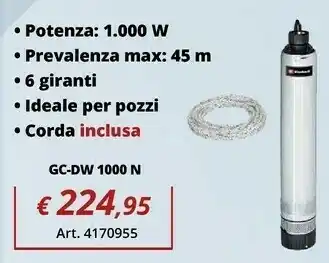 Einhell gc-dw 1000 n pompa sommergibile 19 m