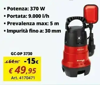 Einhell Einhell gh-dp 3730 pompa sommergibile 370 w 9000 l/h 5 m offerta