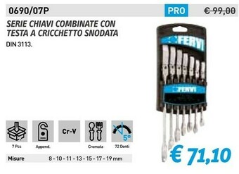 Fervi Serie chiavi combinate con testa a cricchetto snodata offerta