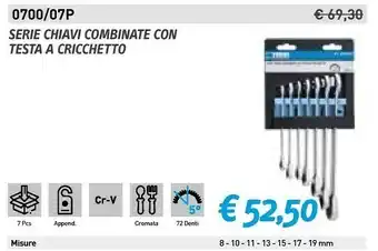 Fervi Serie chiavi combinate con testa a cricchetto offerta