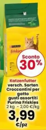 Interspar Katzenfutter versch. Sorten Croccantini per gatto gusti assortiti Purina Friskies offerta