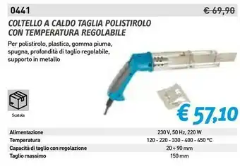0441 coltello a caldo taglia polistirolo con temperatura regolabile