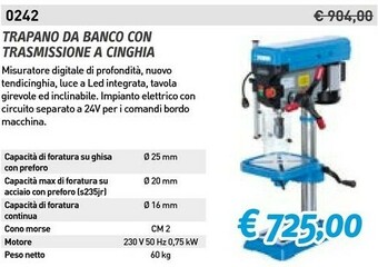 Fervi Trapano da banco con trasmissione a cinghia offerta