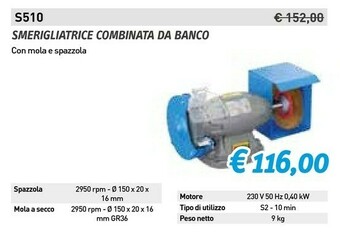 Smerigliatrice combinata da banco