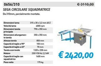Fervi Sega circolare squadratrice offerta
