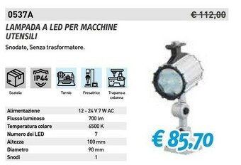 Lampada a led per macchine utensili