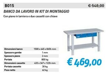 Fervi Banco da lavoro in kit di montaggio offerta