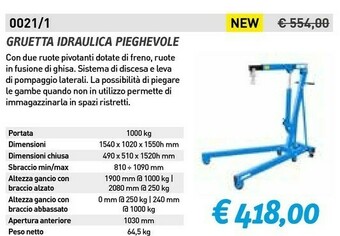 Gruetta idraulica pieghevole