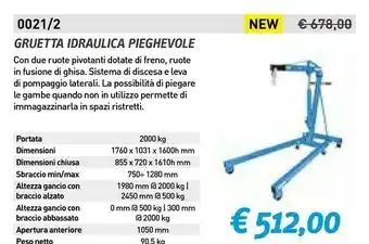 Fervi Gruetta idraulica pieghevole offerta