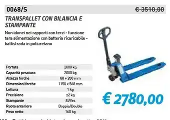 Transpallet con bilancia e stampante