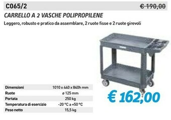 Fervi Carrello a 2 vasche polipropilene offerta