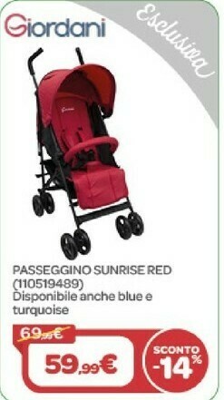 Bimbo Store Passeggino sunrise red offerta
