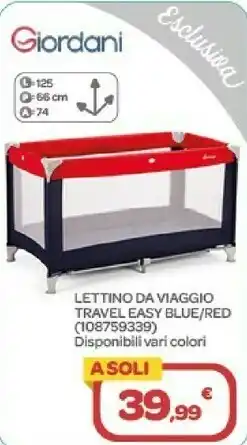 Bimbo Store Lettino da viaggio travel easy blue/ red offerta