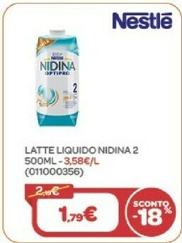 Bimbo Store Latte liquido nidina 2 500ml offerta