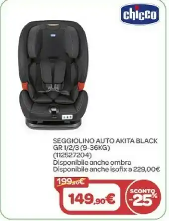 Bimbo Store Seggiolino auto akita black gr 1/2/3 offerta