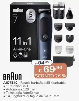 Al Pentolone BRAUN AIO7540 - Rasoio barba/capelli ricaricabile offerta