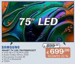 Al Pentolone Samsung Smart TV LED 75U7000FUXZT offerta