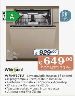 Al Pentolone Whirlpool Lavastoviglie incasso 15 coperti offerta