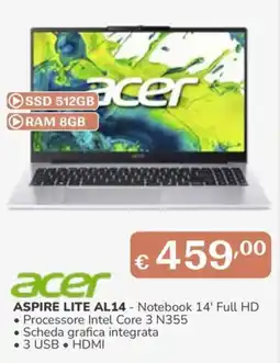 Al Pentolone Acer Aspire Lite AL14 offerta