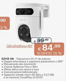 Al Pentolone EZVIZ H9 - Telecamera Wi-Fi da esterno offerta