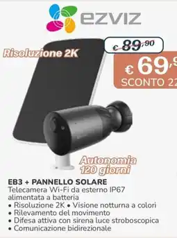 Al Pentolone Ezviz EB3 + Pannello Solare offerta