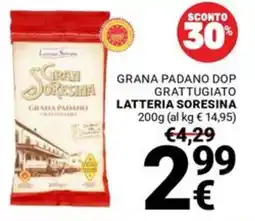 Supermercati Gulliver Grana Padano DOP grattugiato Latteria SoreSina offerta
