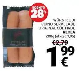 Supermercati Gulliver Würstel di suino servelade original südtirol recla offerta