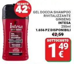 Supermercati Gulliver Intesa gel doccia shampoo rivitalizzante ginseng offerta