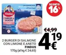 Supermercati Gulliver 2 burger di salmone con limone e aneto findus offerta