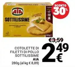 Supermercati Gulliver Cotolette di filetti di pollo sottilissime AIA offerta