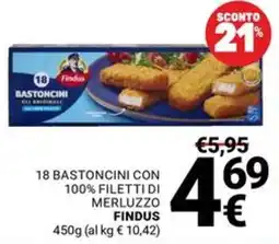 Supermercati Gulliver Bastoncini con filetti di merluzzo Findus offerta