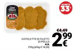 Supermercati Gulliver Cotolette di filetti di pollo AIA offerta