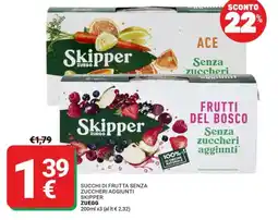 Supermercati Gulliver Succhi di frutta senza zuccheri aggiunti Skipper Zuegg offerta