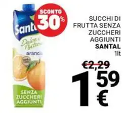 Supermercati Gulliver Succhi di frutta senza zuccheri aggiunti Santal offerta
