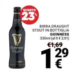 Supermercati Gulliver Birra draught stout in bottiglia Guinness offerta