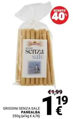 Supermercati Gulliver Grissini senza sale Panealba offerta