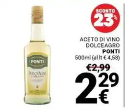 Supermercati Gulliver Aceto di vino dolceagro Ponti offerta