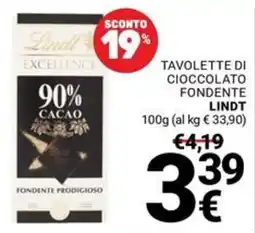 Supermercati Gulliver Tavolette di cioccolato fondente Lindt offerta