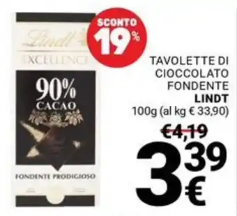 Supermercati Gulliver Tavolette di cioccolato fondente Lindt offerta