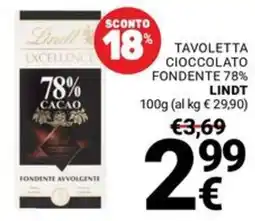 Supermercati Gulliver Tavoletta cioccolato fondente 78% Lindt offerta