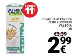 Supermercati Gulliver Beveranda all'avena zero zuccheri Valsoia offerta