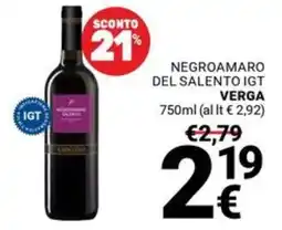 Supermercati Gulliver Negroamaro del Salento IGT Verga offerta