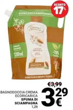 Supermercati Gulliver Bagnodoccia crema ecoricarica spuma di sciampagna offerta